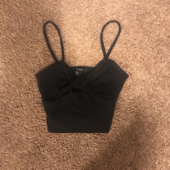 Black Cropped Cami with knot between boobs. - Picture 2 of 2